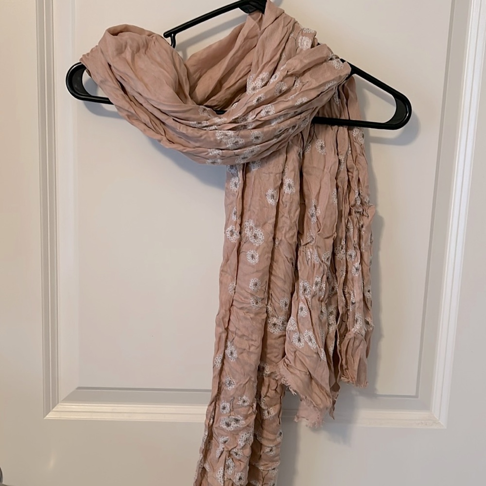 Long rectangular Loft floral pinkish scarf light weight.